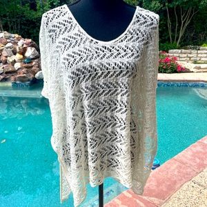 Ivory, short sleeve, see-through Top, size M/L